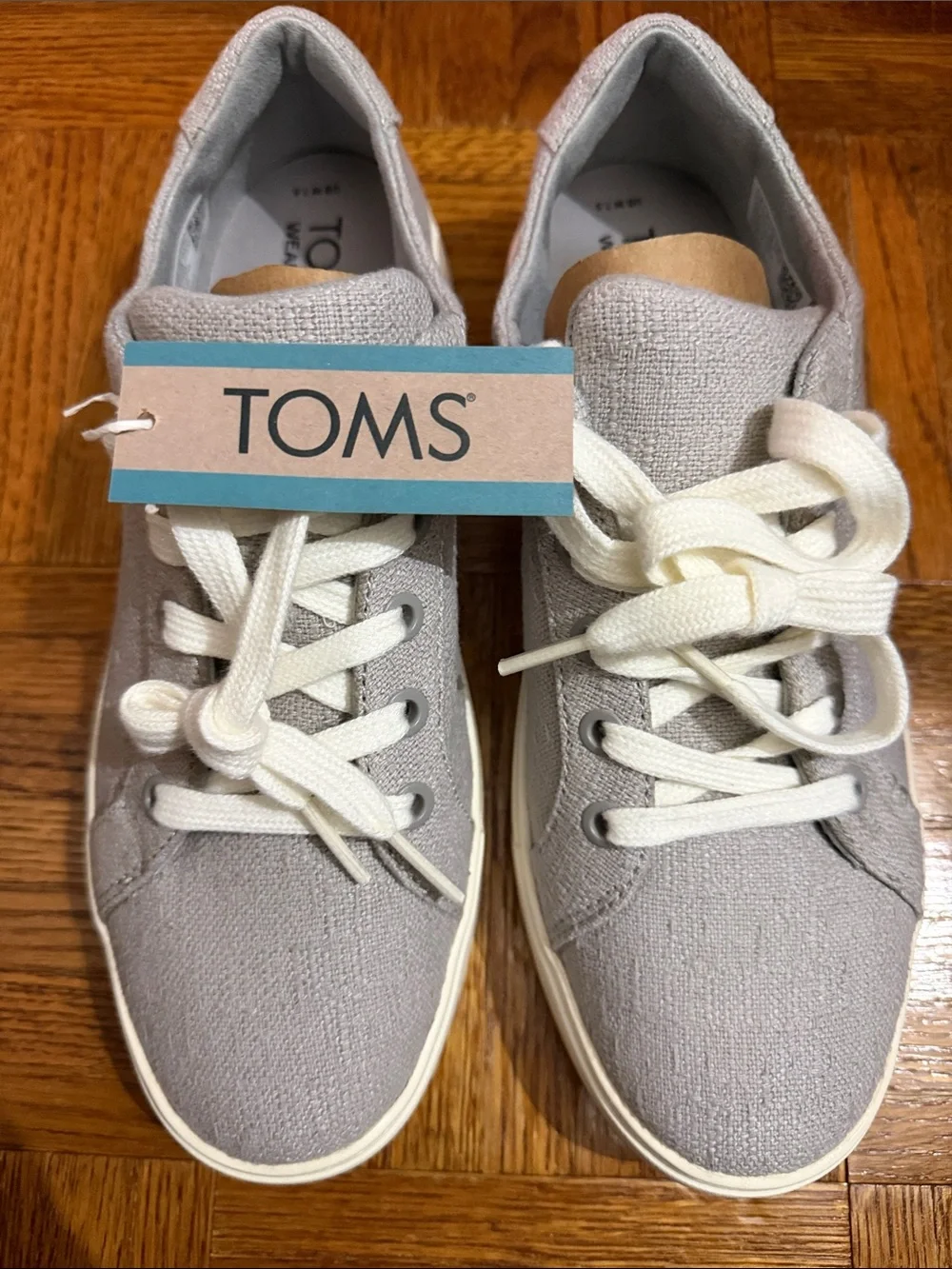 TOMS Light Gray Canvas Sneakers with Cream Laces